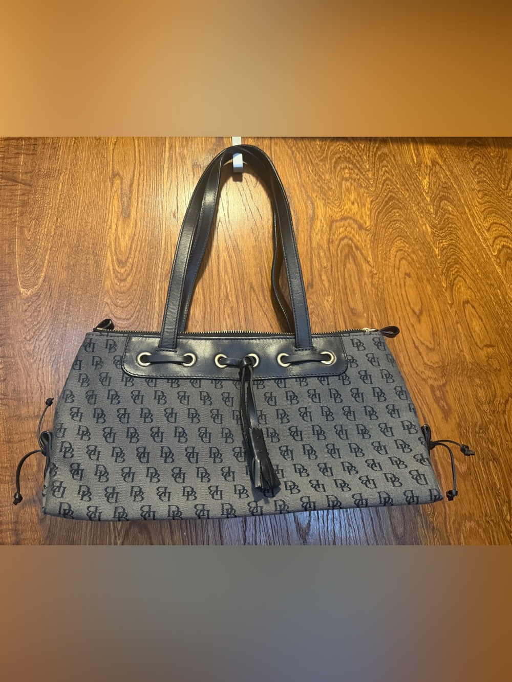 Dooney and Bourke Patterned Canvas Tote with Leather Trim